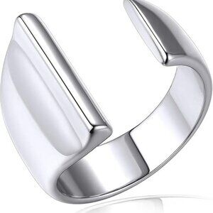 Letter I Initial Silver Rings Adjustable Gold Statement Ring